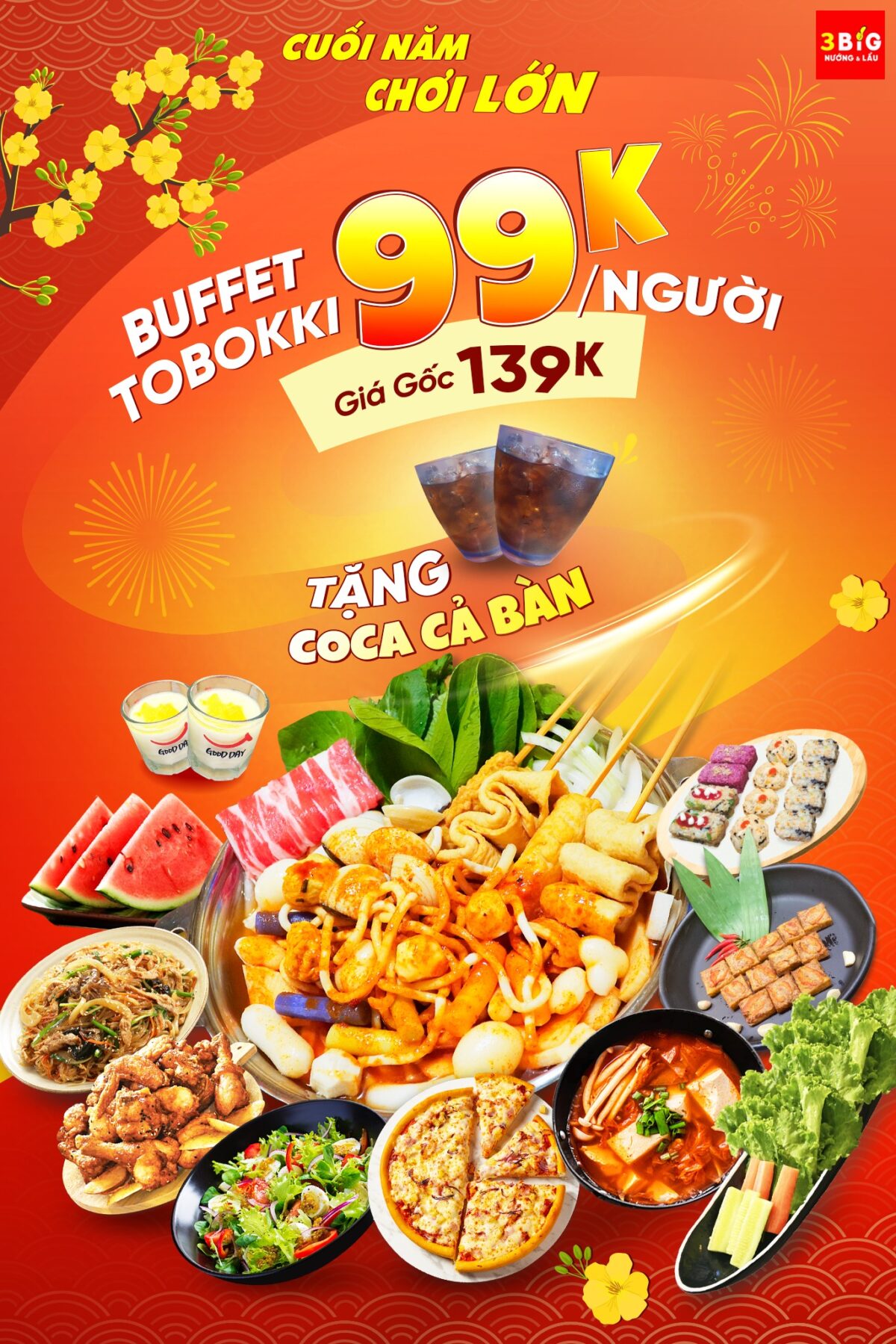 buffet tobokki #99k ngƯỜi cÒn miỄn phÍ coca cuỐi nĂm 3 big chƠi lỚn